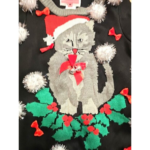 Tipsy Elves Cat Christmas Holiday Ugly Sweater Unisex Sz Small Pullover - Picture 3 of 6